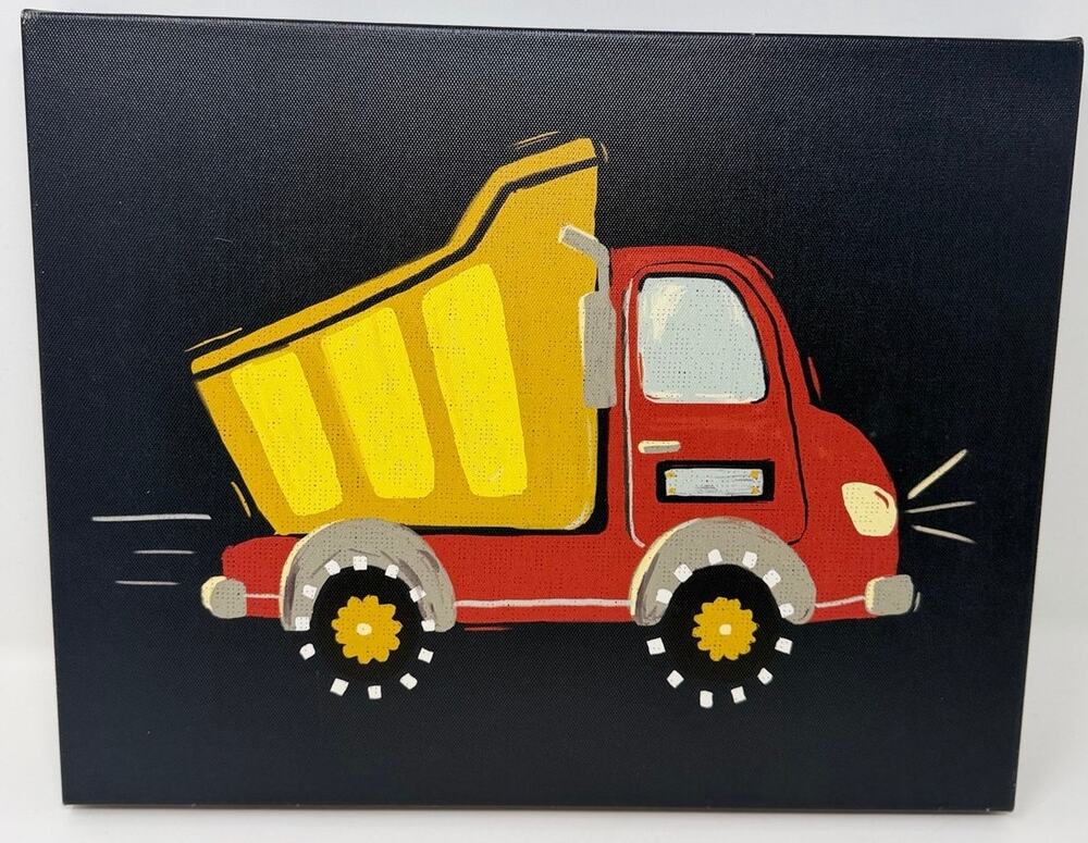 Dump Truck Canvas Painting Black Background Red and‎ Yellow Dump Truck